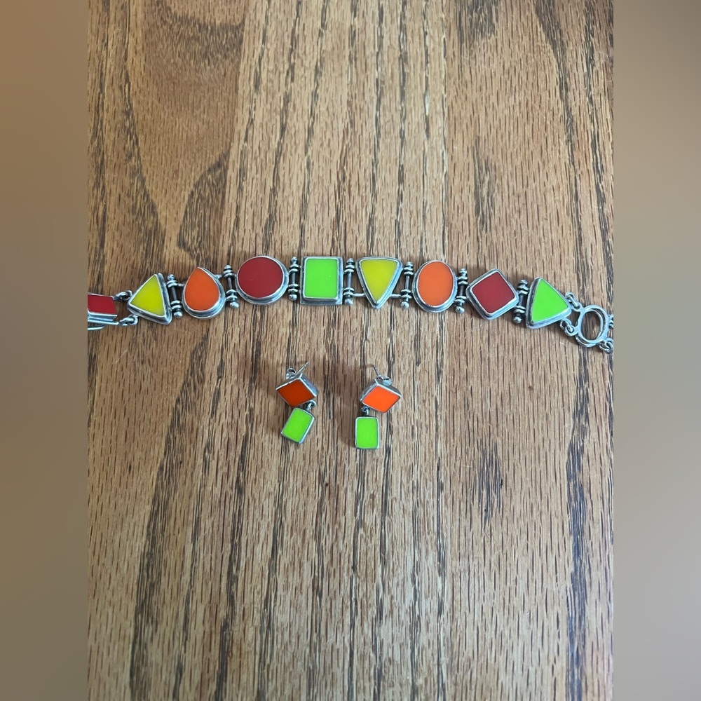 NEW Vintage Set Jessica Lee Designs 925 Bracelet and Earrings